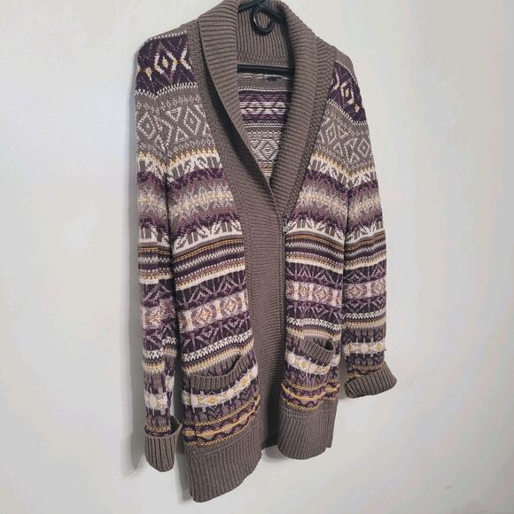 Eddie Bauer Mid Length Chunky Multicolor Knit Fair Isle Sweater Size Small - Picture 1 of 6